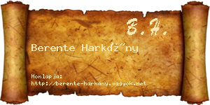 Berente Harkány névjegykártya